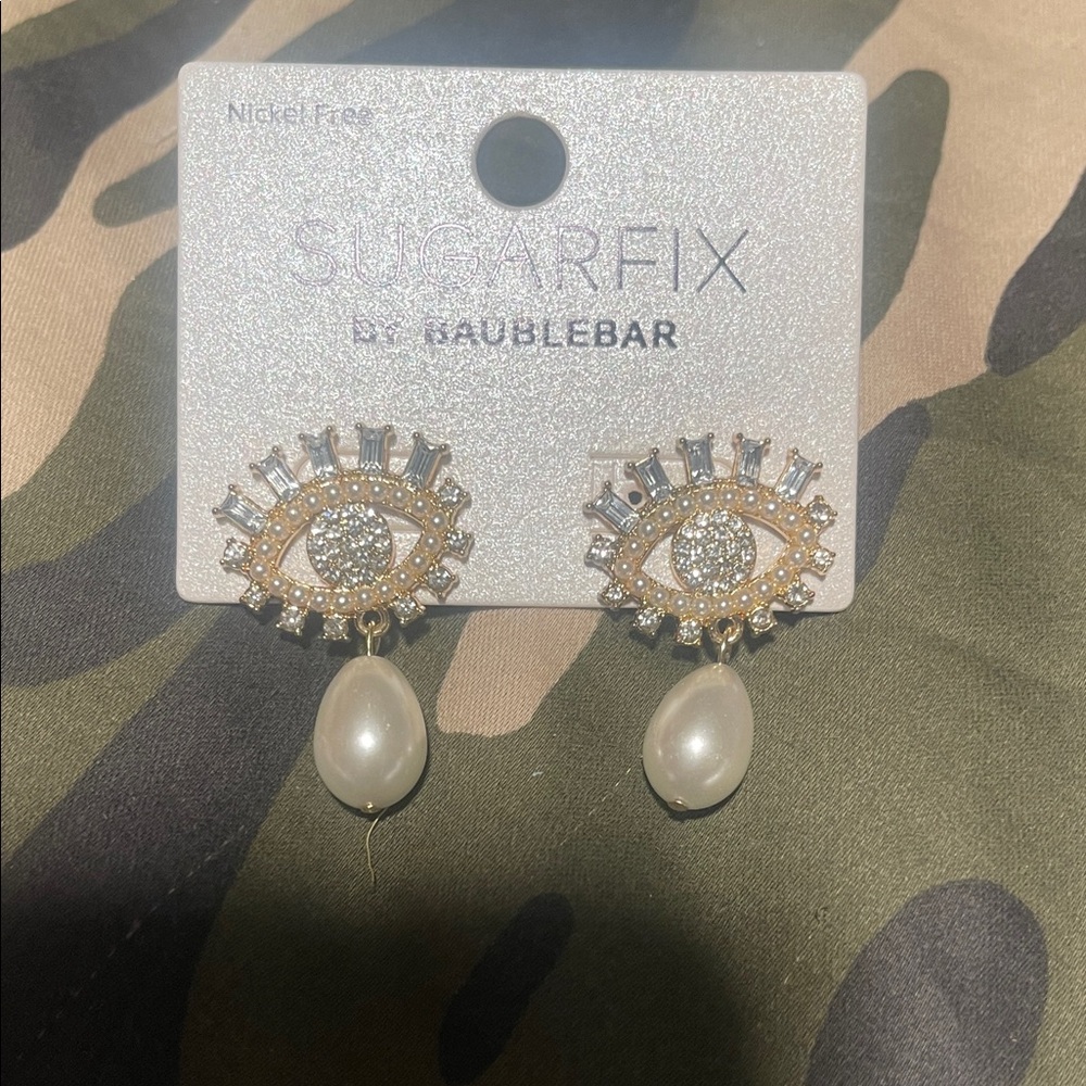 Gold and Silver Eye Drop Earrings